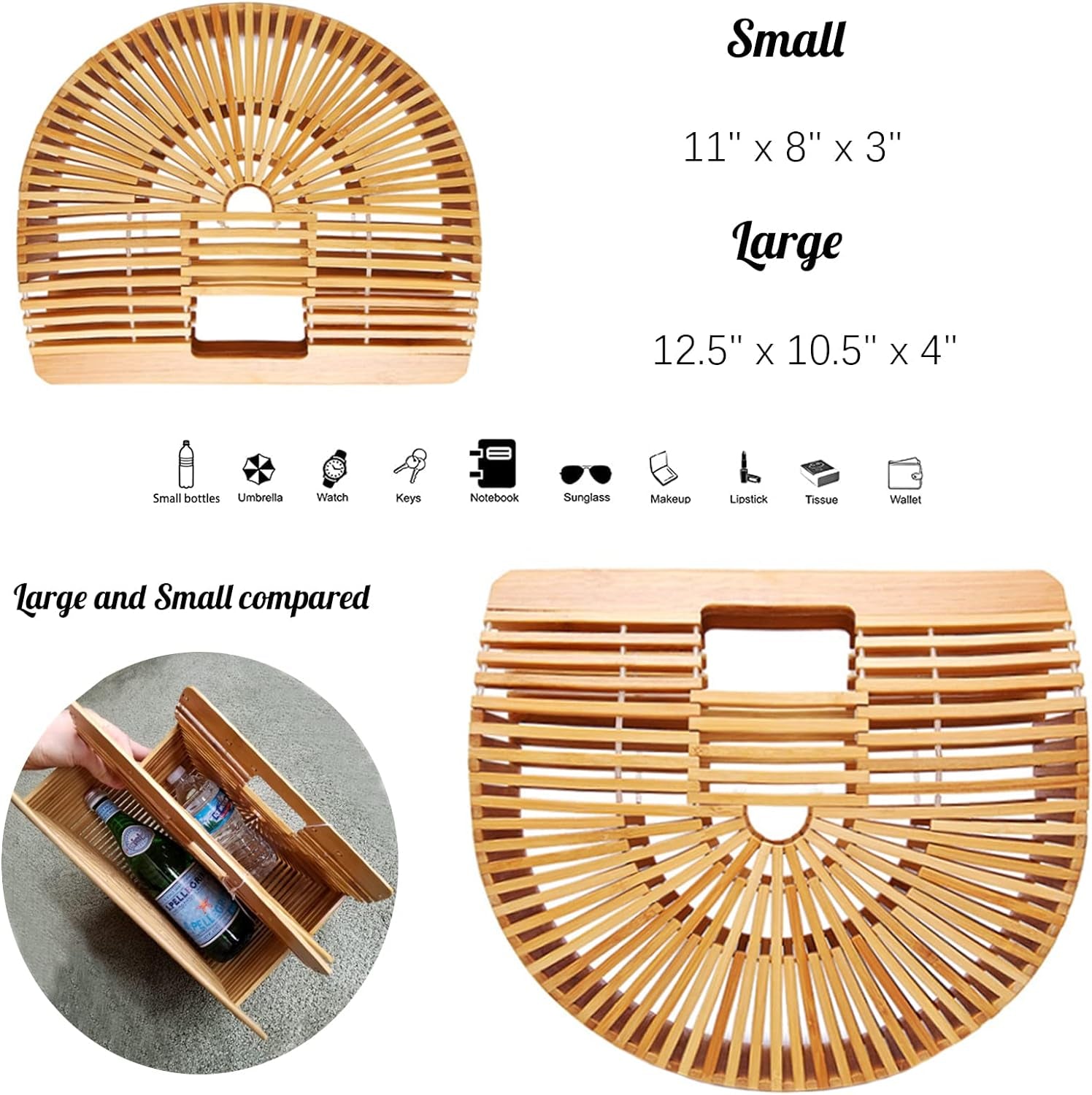 Womens Bamboo Handbag Handmade Large Tote Bag