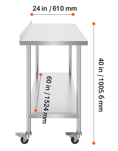 Load image into Gallery viewer, Stainless Steel Work Table Commercial Food Prep Worktable with Casters Heavy Duty Prep Worktable for Restaurant Home Hotel
