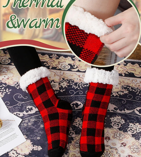 ANTSNAG Womens Slipper Socks Fuzzy Fluffy Cabin Cozy Winter Thick Warm Comfy Fleece Soft Grips Christmas Socks