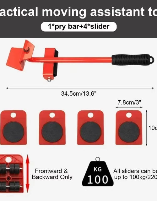Load image into Gallery viewer, EasyGlide Furniture Mover Set – Heavy Lifter Bar &amp; Slider Wheels for Effortless Moving
