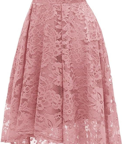 Women'S Halter Floral Lace Cocktail Party Dress Hi-Lo Bridesmaid Dress