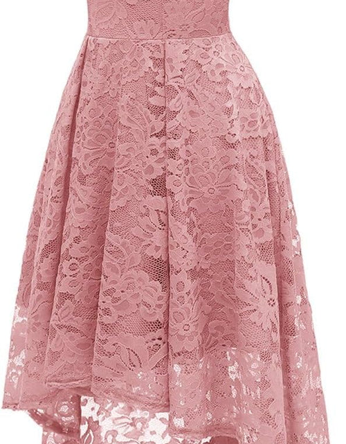 Load image into Gallery viewer, Women&#39;S Halter Floral Lace Cocktail Party Dress Hi-Lo Bridesmaid Dress
