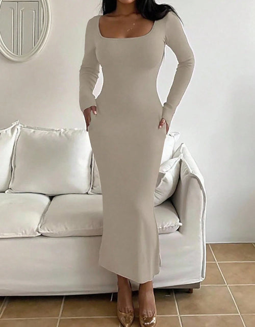 Load image into Gallery viewer, INAWLY Solva Women Plain Minimalist Long Sleeve Casual Dress Fall Cloth for Women
