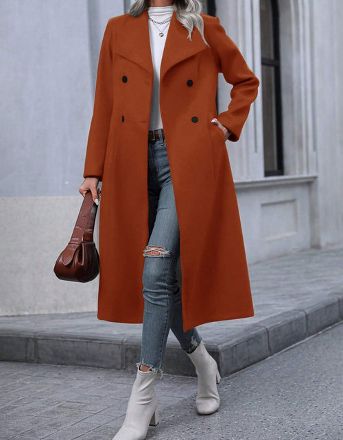 Load image into Gallery viewer, Pariaura Women&#39;S Double Breasted Long Sleeve Overcoat
