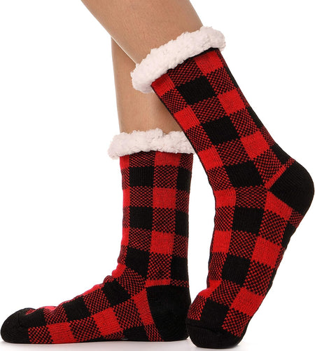 ANTSNAG Womens Slipper Socks Fuzzy Fluffy Cabin Cozy Winter Thick Warm Comfy Fleece Soft Grips Christmas Socks