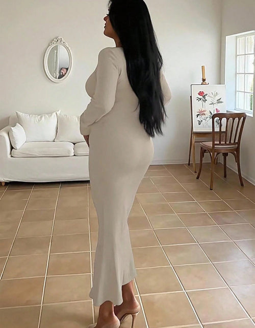 Load image into Gallery viewer, INAWLY Solva Women Plain Minimalist Long Sleeve Casual Dress Fall Cloth for Women
