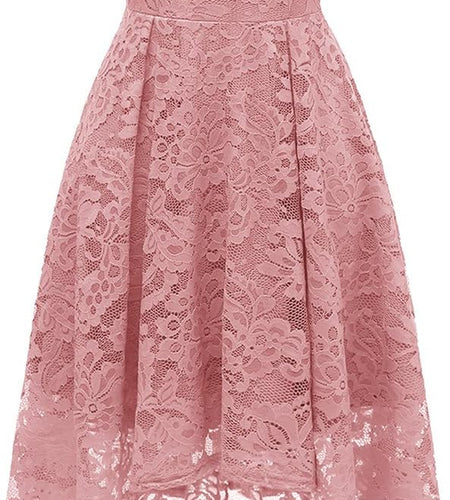 Women'S Halter Floral Lace Cocktail Party Dress Hi-Lo Bridesmaid Dress