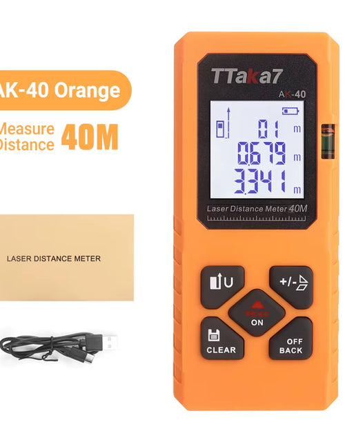 Load image into Gallery viewer, SmartMeasure 40M/60M Mini Laser Distance Meter – USB Rechargeable Handheld Rangefinder for Accurate Measurements
