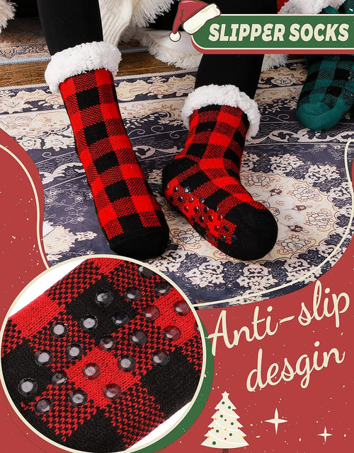 Load image into Gallery viewer, ANTSNAG Womens Slipper Socks Fuzzy Fluffy Cabin Cozy Winter Thick Warm Comfy Fleece Soft Grips Christmas Socks

