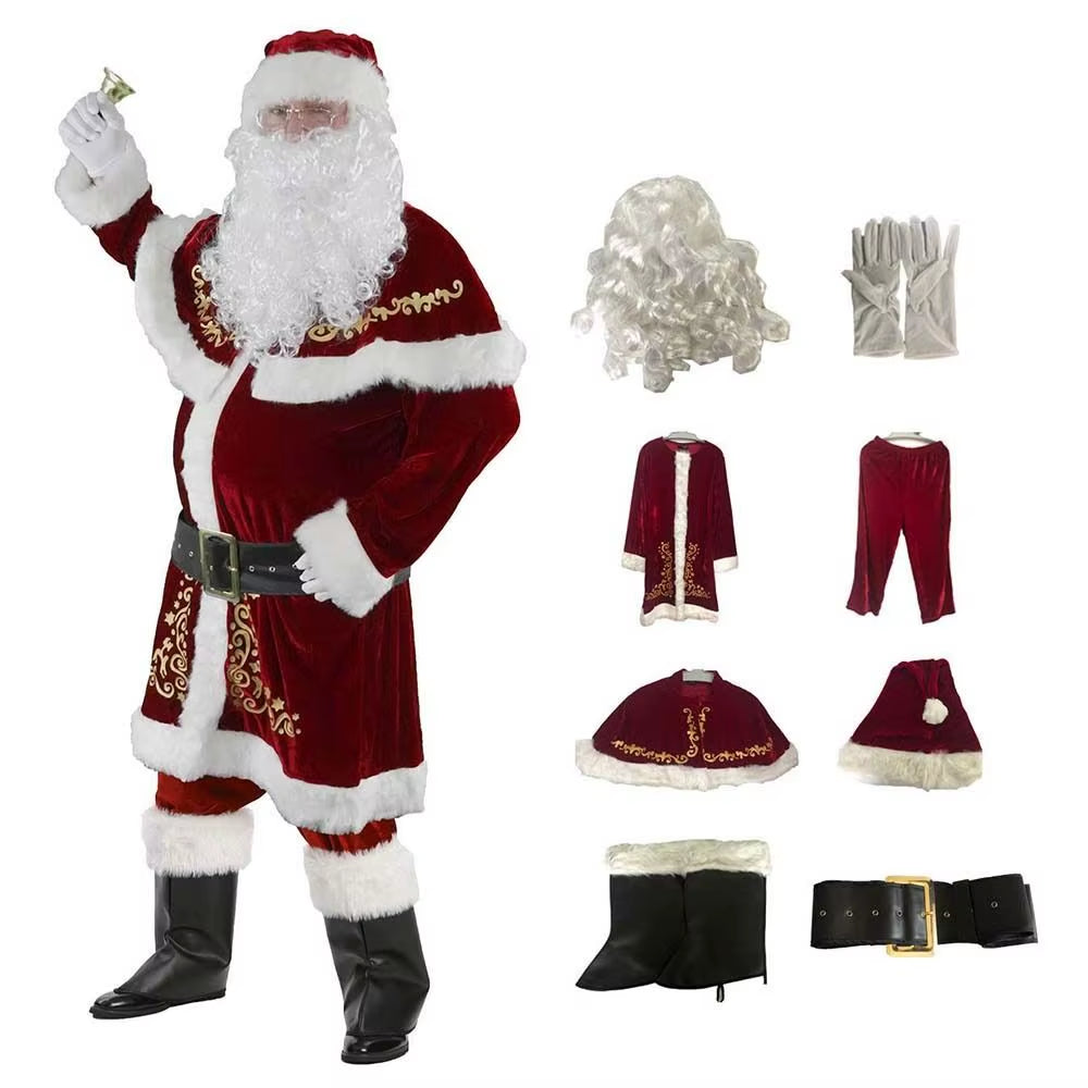 Hat Santa Claus Cosplay Costume Dress Shawl Christmas Cosplay Cloth Party Cloth Accessories Socks Women Evening Dress