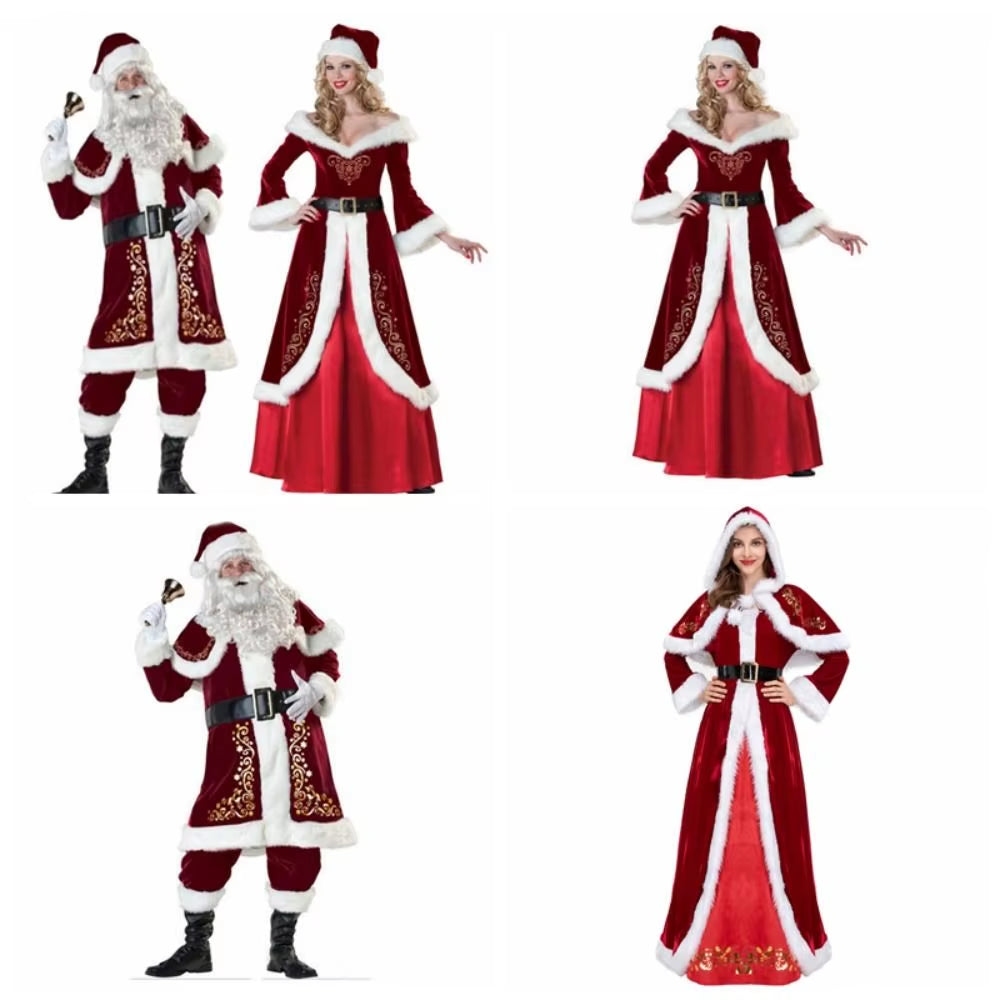 Hat Santa Claus Cosplay Costume Dress Shawl Christmas Cosplay Cloth Party Cloth Accessories Socks Women Evening Dress