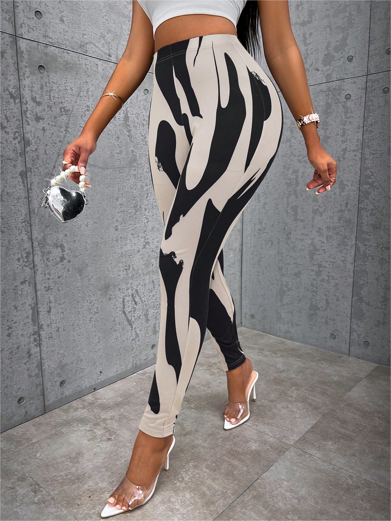 Zolique Graphic Print High Waist Leggings Fall Cloth for Women