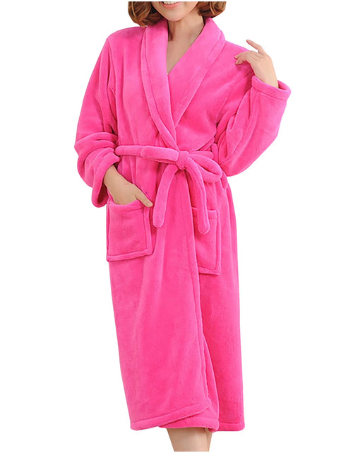 Load image into Gallery viewer, Womens Robes Clearance Sale,Robes for Women Bathrobe Fuzzy,Women&#39;S and Men&#39;S Flannel Hooded Pajamas Bathrobe Long Pajamas Lovers&#39; Home Clothes Hot Pink
