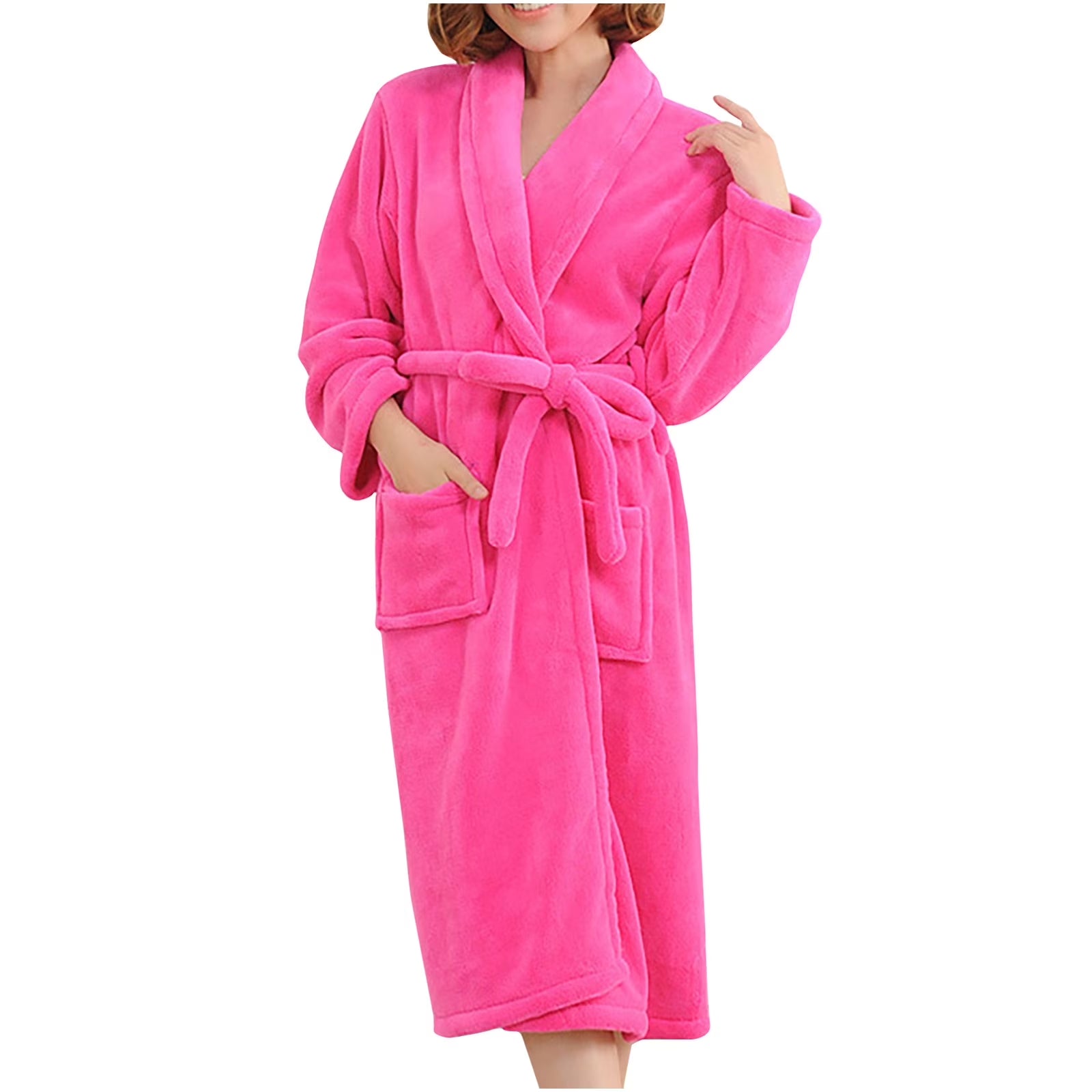 Womens Robes Clearance Sale,Robes for Women Bathrobe Fuzzy,Women'S and Men'S Flannel Hooded Pajamas Bathrobe Long Pajamas Lovers' Home Clothes Hot Pink