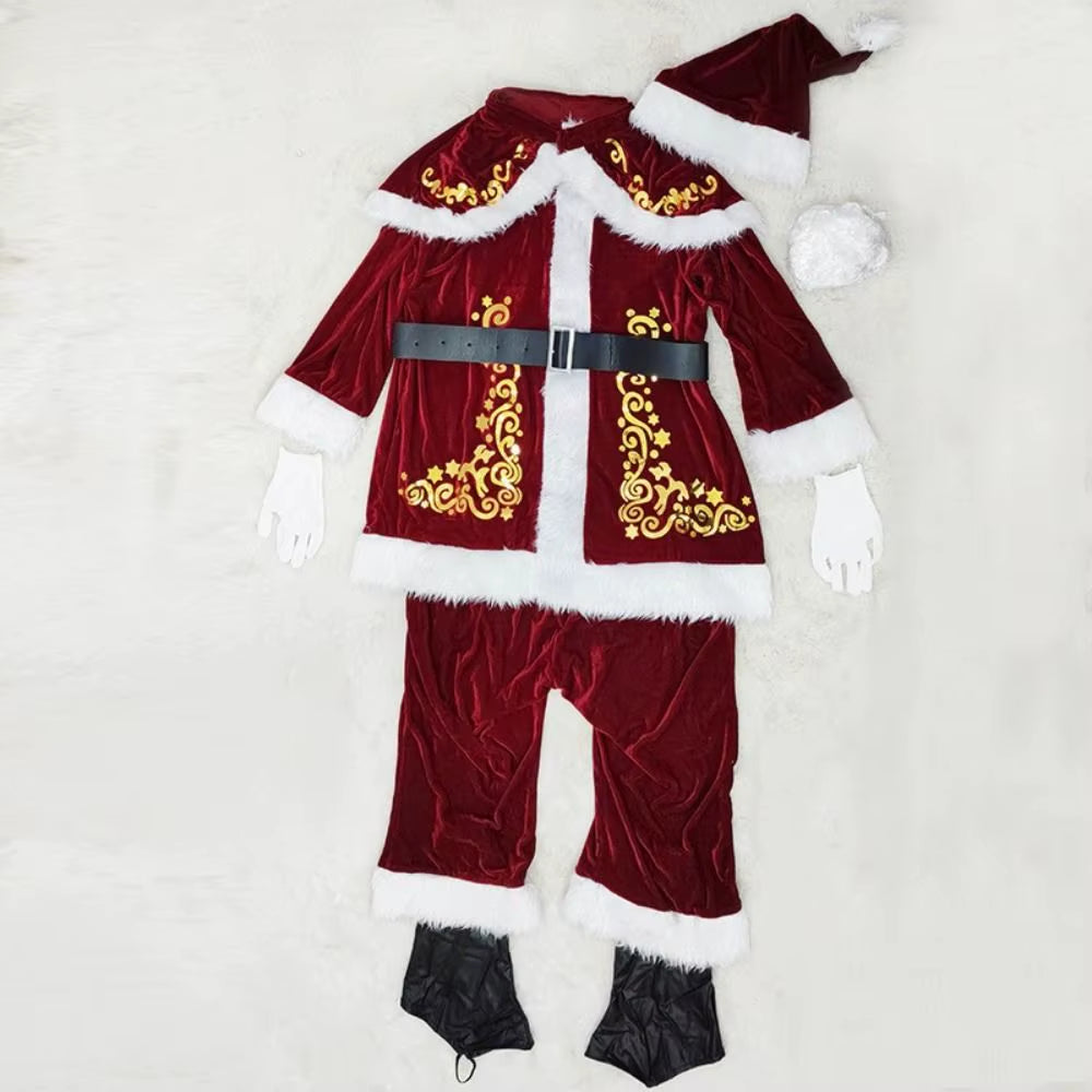 Hat Santa Claus Cosplay Costume Dress Shawl Christmas Cosplay Cloth Party Cloth Accessories Socks Women Evening Dress