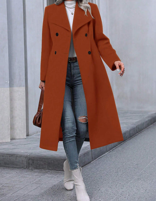 Load image into Gallery viewer, Pariaura Women&#39;S Double Breasted Long Sleeve Overcoat
