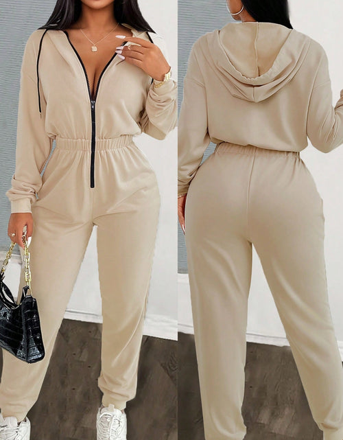 Load image into Gallery viewer, Vavabold Autumn Casual Drawstring Hooded Waist Jumpsuit Fall Cloth for Women
