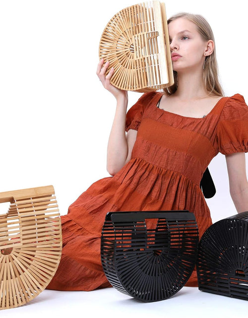 Load image into Gallery viewer, Womens Bamboo Handbag Handmade Large Tote Bag
