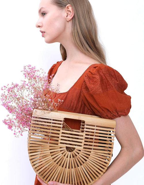 Load image into Gallery viewer, Womens Bamboo Handbag Handmade Large Tote Bag
