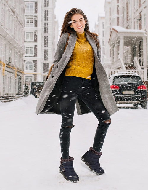 Load image into Gallery viewer, Womens Snow Boots Winter Shoes with Warm Plush Fleece Lined Ankle Booties Outdoor Comfortable Slip on Waterproof Hiking Shoe
