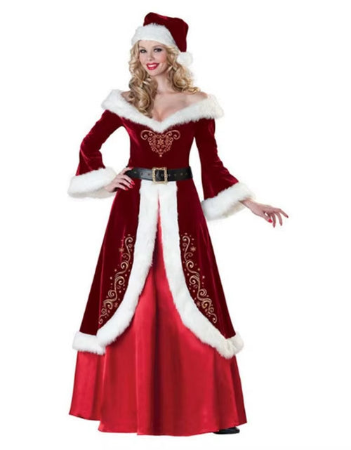 Load image into Gallery viewer, Hat Santa Claus Cosplay Costume Dress Shawl Christmas Cosplay Cloth Party Cloth Accessories Socks Women Evening Dress
