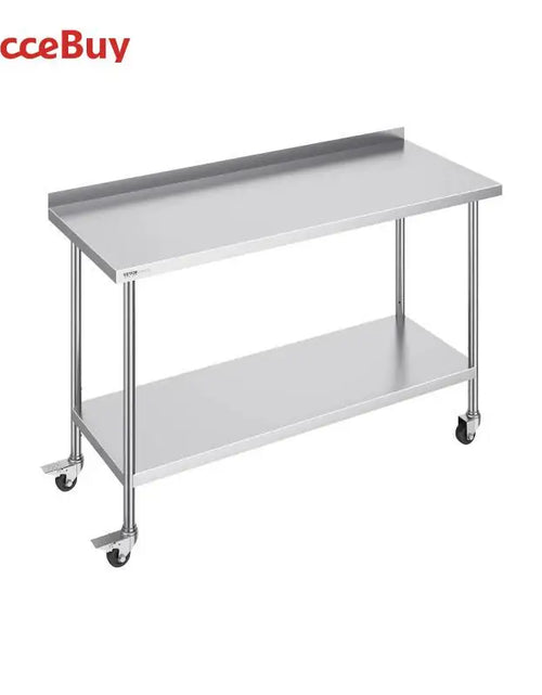 Load image into Gallery viewer, Stainless Steel Work Table Commercial Food Prep Worktable with Casters Heavy Duty Prep Worktable for Restaurant Home Hotel
