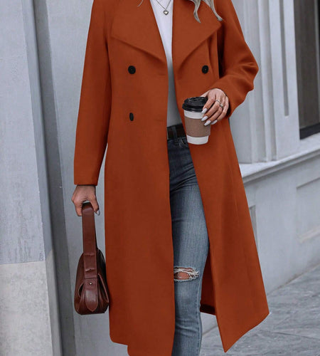 Pariaura Women'S Double Breasted Long Sleeve Overcoat