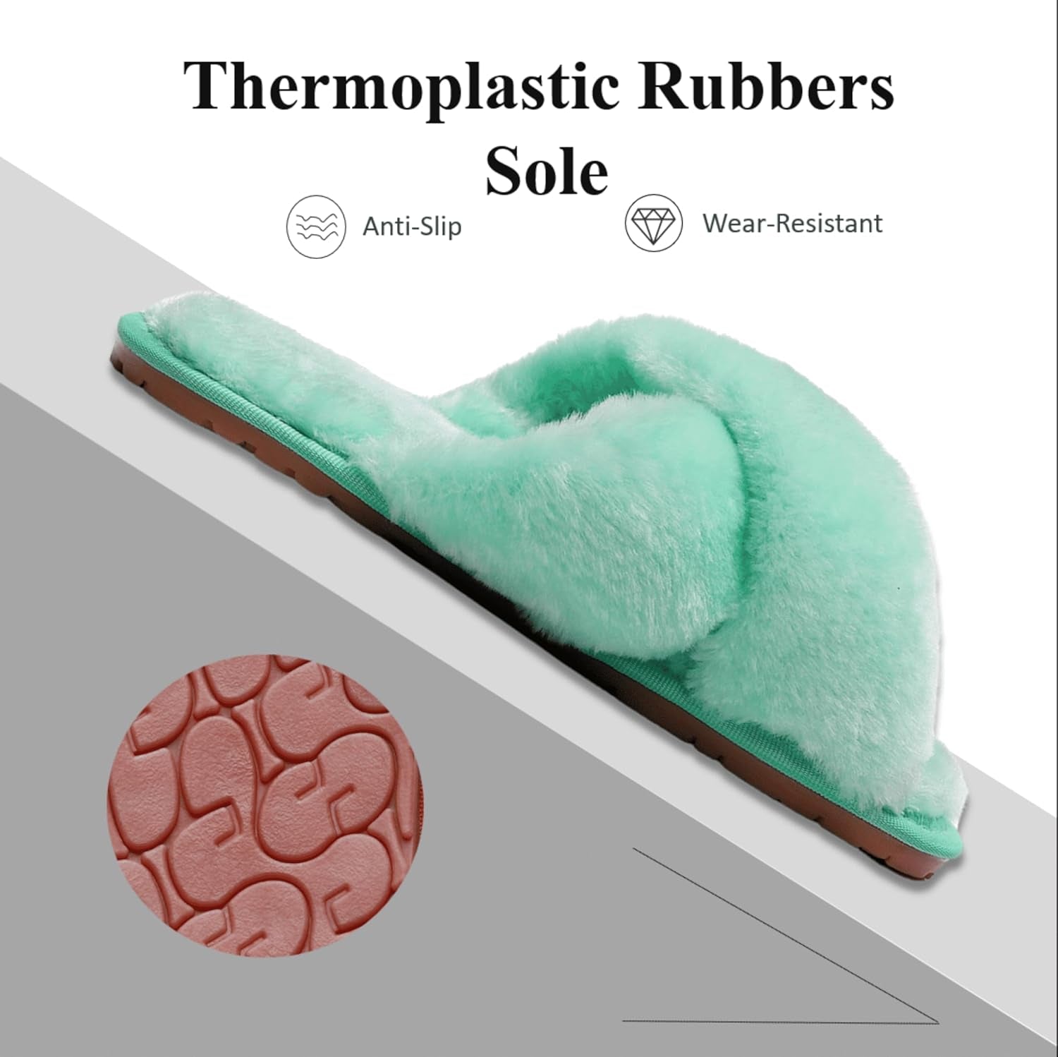 Women'S Fuzzy Fluffy House Slippers Cute Plush Memory Foam Shoes Cross Band Indoor Outdoor Open Toe Sandals