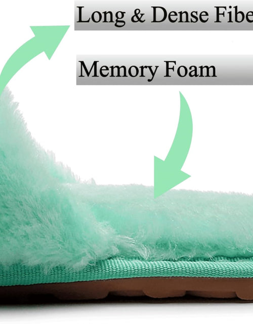 Load image into Gallery viewer, Women&#39;S Fuzzy Fluffy House Slippers Cute Plush Memory Foam Shoes Cross Band Indoor Outdoor Open Toe Sandals
