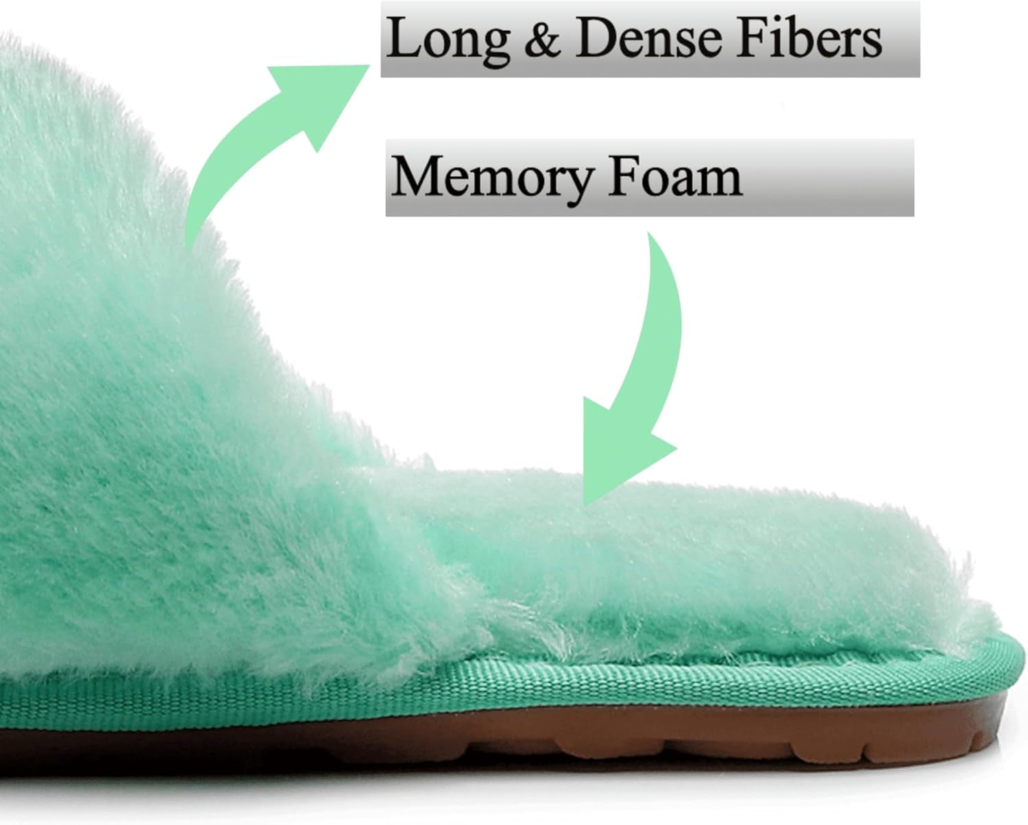 Women'S Fuzzy Fluffy House Slippers Cute Plush Memory Foam Shoes Cross Band Indoor Outdoor Open Toe Sandals