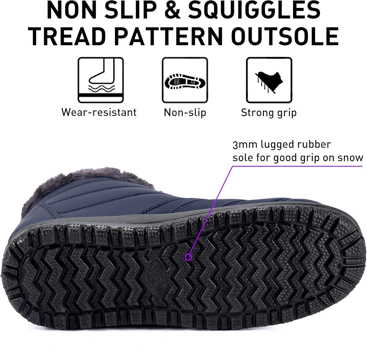 Womens Snow Boots Winter Shoes with Warm Plush Fleece Lined Ankle Booties Outdoor Comfortable Slip on Waterproof Hiking Shoe