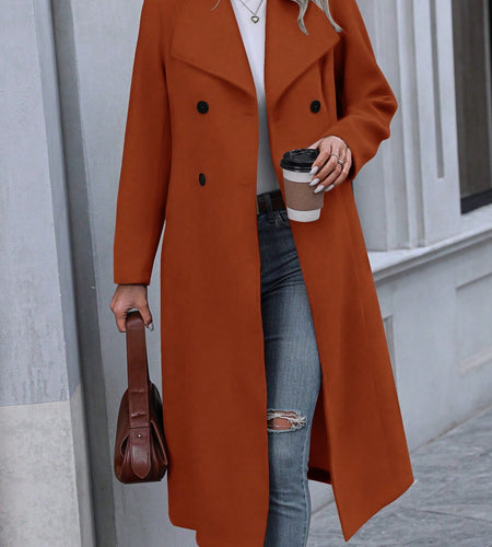 Pariaura Women'S Double Breasted Long Sleeve Overcoat